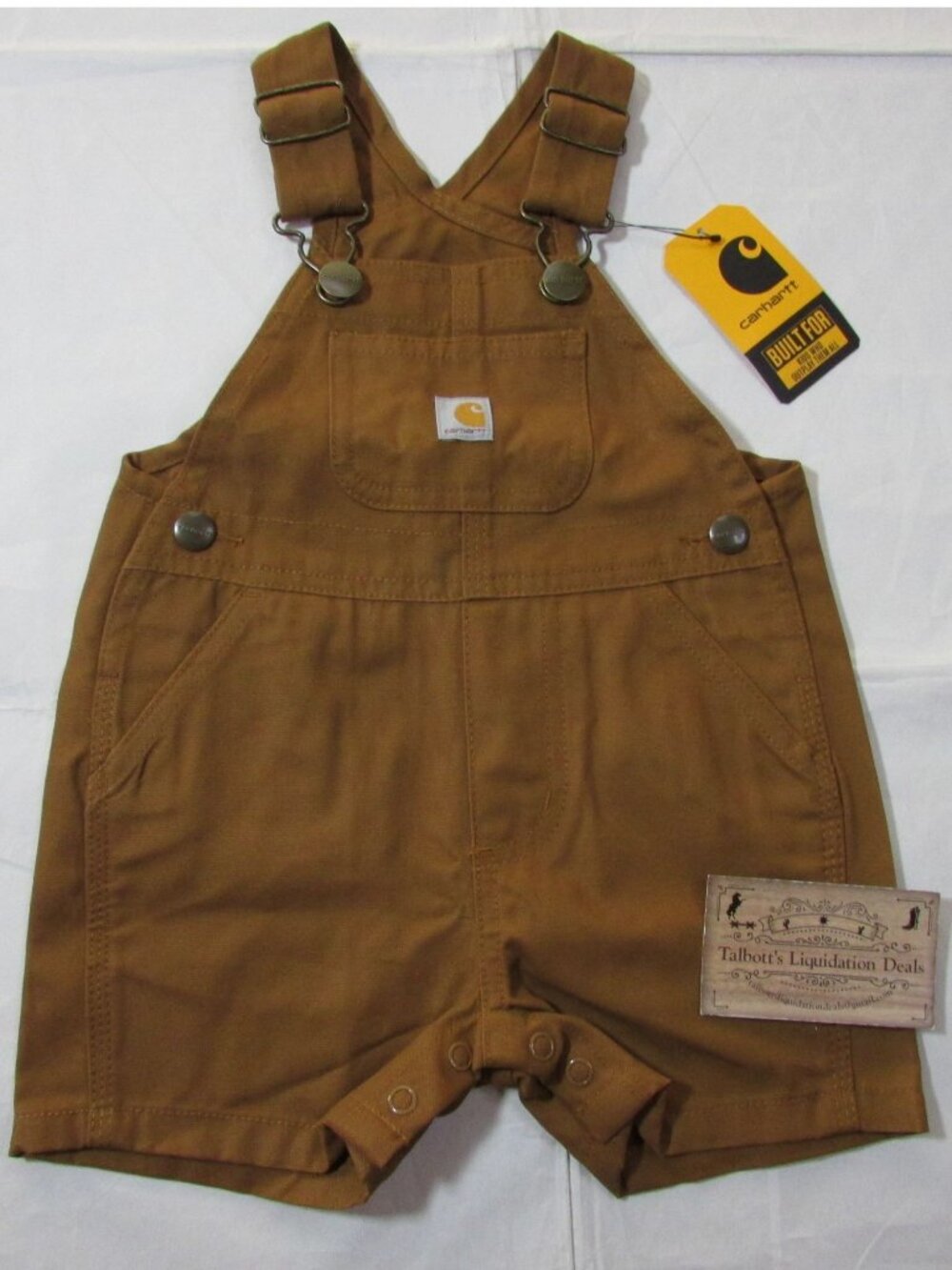 Carhartt Infant Baby Boy's 6M Loose Fit Canvas Shortall Overalls Brown